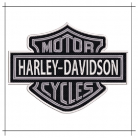 Ecusson Harley Davidson version gris thermocollant de 5 à 28 cm